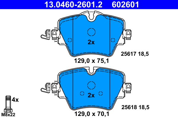 13.0460-2601.2 ATE Комплект тормозных колодок, дисковый тормоз (фото 1)