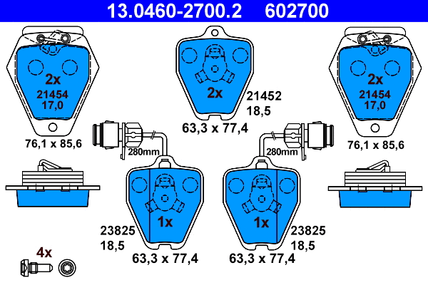 13.0460-2700.2 ATE Комплект тормозных колодок, дисковый тормоз (фото 1)