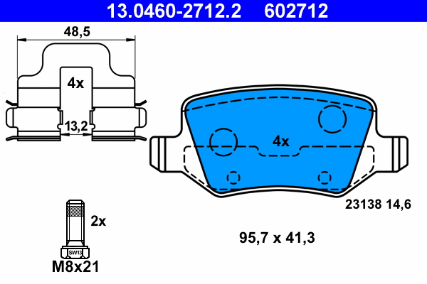 13.0460-2712.2 ATE Комплект тормозных колодок, дисковый тормоз (фото 1)