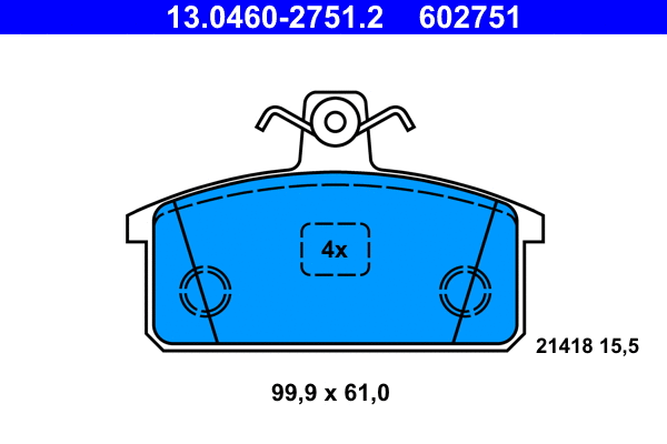 13.0460-2751.2 ATE Комплект тормозных колодок, дисковый тормоз (фото 1)