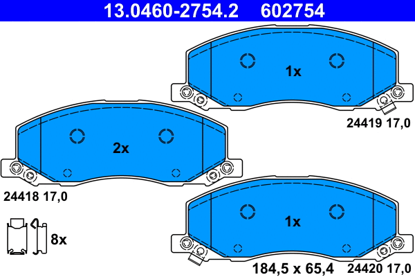13.0460-2754.2 ATE Комплект тормозных колодок, дисковый тормоз (фото 1)