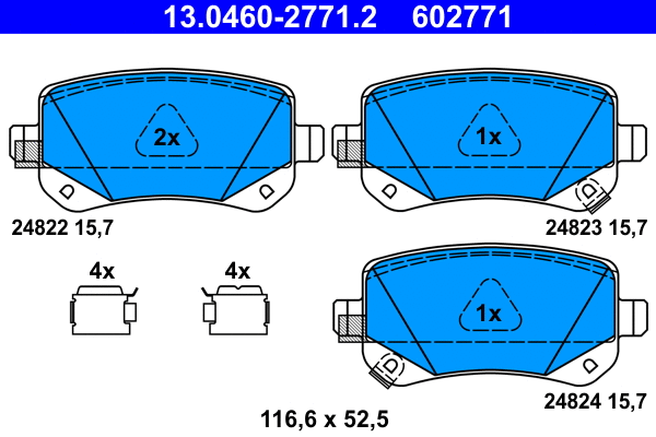 13.0460-2771.2 ATE Комплект тормозных колодок, дисковый тормоз (фото 1)