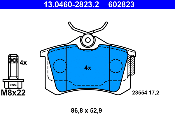 13.0460-2823.2 ATE Комплект тормозных колодок, дисковый тормоз (фото 1)