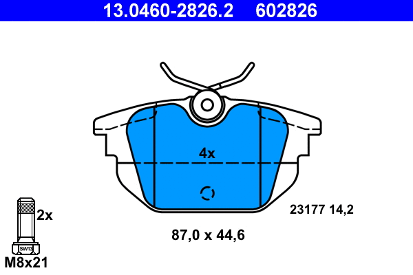 13.0460-2826.2 ATE Комплект тормозных колодок, дисковый тормоз (фото 1)