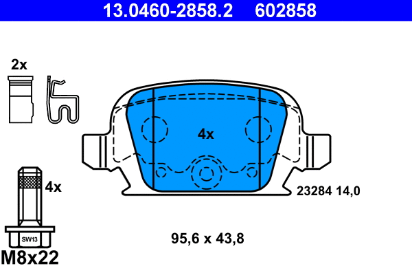13.0460-2858.2 ATE Комплект тормозных колодок, дисковый тормоз (фото 1)