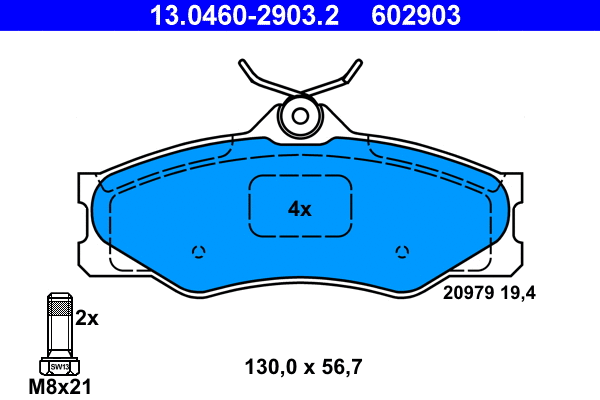 13.0460-2903.2 ATE Комплект тормозных колодок, дисковый тормоз (фото 1)