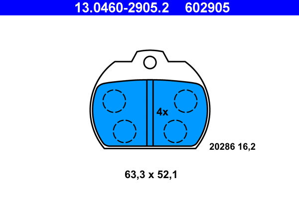 13.0460-2905.2 ATE Комплект тормозных колодок, дисковый тормоз (фото 1)
