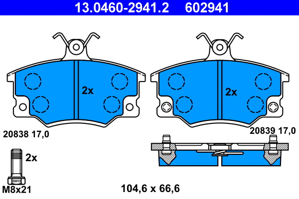 13.0460-2941.2 ATE Комплект тормозных колодок, дисковый тормоз (фото 1)