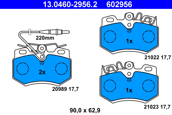 13.0460-2956.2 ATE Комплект тормозных колодок, дисковый тормоз (фото 1)