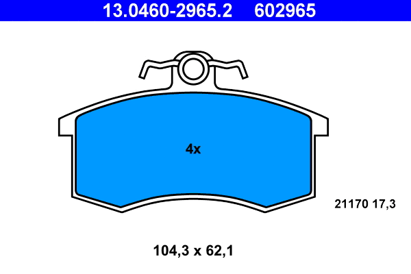 13.0460-2965.2 ATE Комплект тормозных колодок, дисковый тормоз (фото 1)