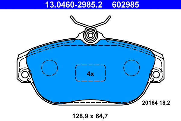 13.0460-2985.2 ATE Комплект тормозных колодок, дисковый тормоз (фото 1)