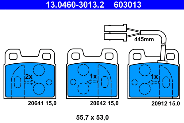 13.0460-3013.2 ATE Комплект тормозных колодок, дисковый тормоз (фото 1)