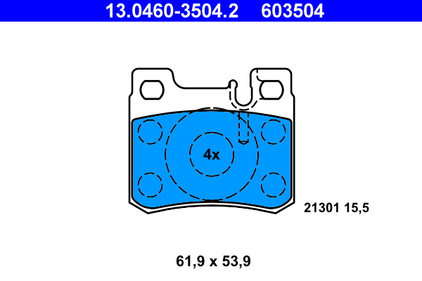 13.0460-3504.2 ATE Комплект тормозных колодок, дисковый тормоз (фото 1)