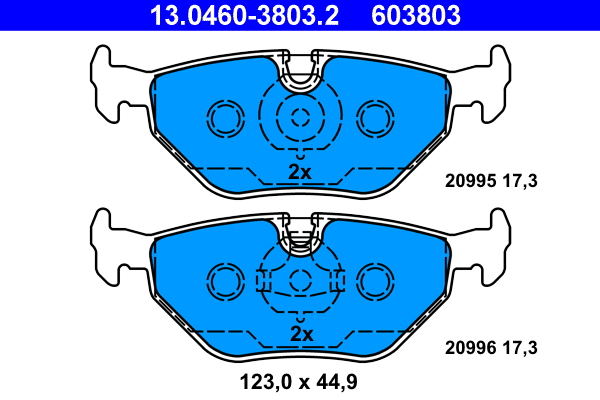 13.0460-3803.2 ATE Комплект тормозных колодок, дисковый тормоз (фото 1)