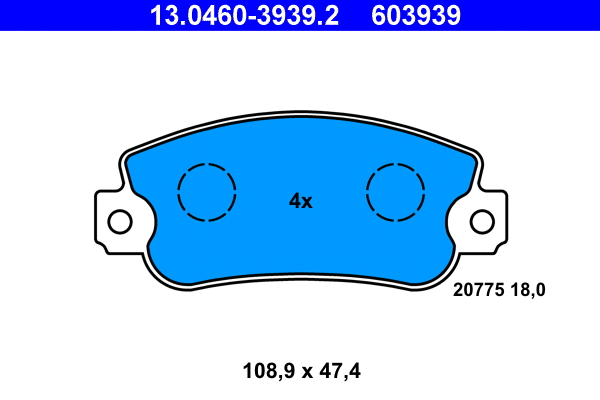 13.0460-3939.2 ATE Комплект тормозных колодок, дисковый тормоз (фото 1)