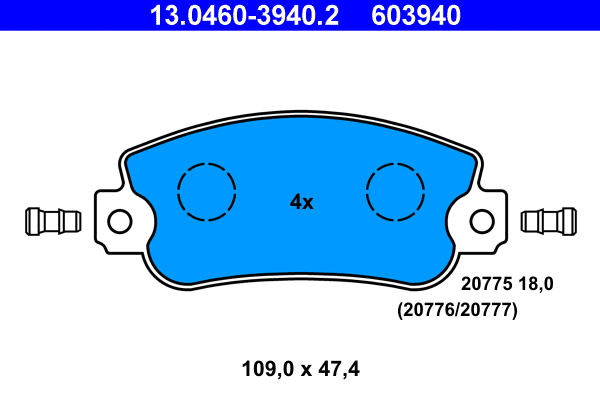 13.0460-3940.2 ATE Комплект тормозных колодок, дисковый тормоз (фото 1)