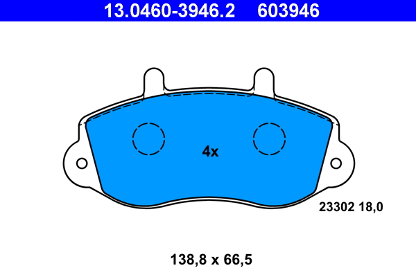 13.0460-3946.2 ATE Комплект тормозных колодок, дисковый тормоз (фото 1)