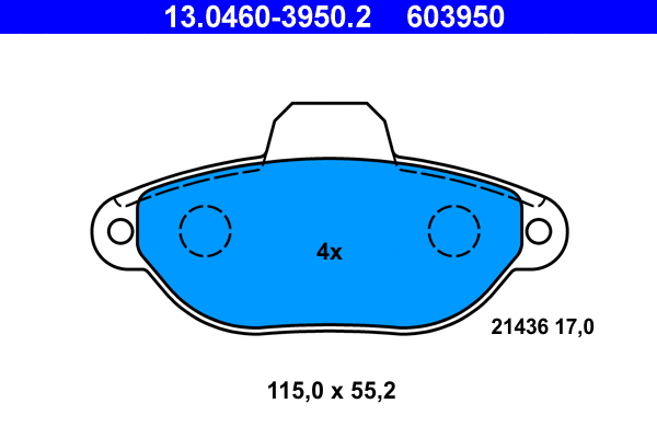 13.0460-3950.2 ATE Комплект тормозных колодок, дисковый тормоз (фото 1)
