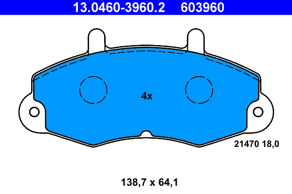 13.0460-3960.2 ATE Комплект тормозных колодок, дисковый тормоз (фото 1)
