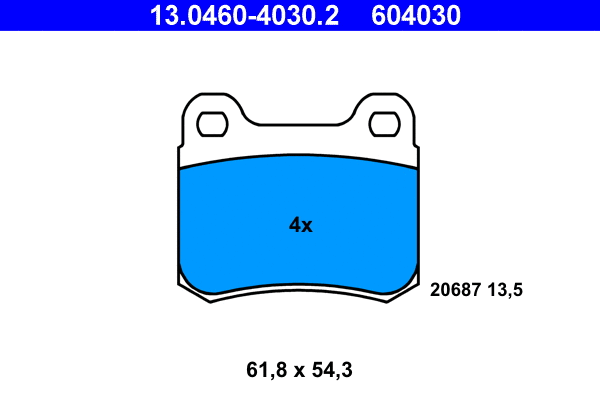 13.0460-4030.2 ATE Комплект тормозных колодок, дисковый тормоз (фото 1)