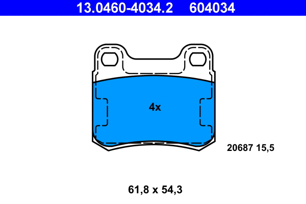 13.0460-4034.2 ATE Комплект тормозных колодок, дисковый тормоз (фото 1)