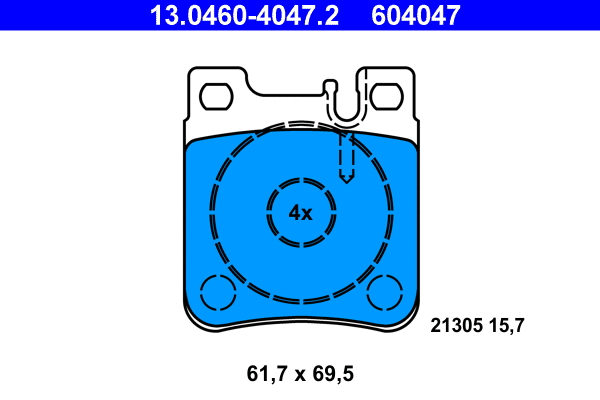 13.0460-4047.2 ATE Комплект тормозных колодок, дисковый тормоз (фото 1)