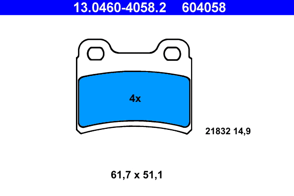 13.0460-4058.2 ATE Комплект тормозных колодок, дисковый тормоз (фото 1)