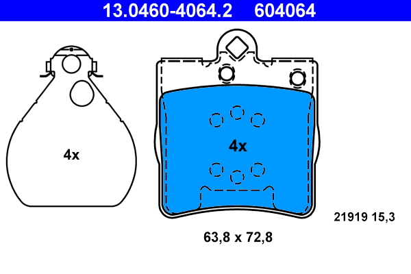 13.0460-4064.2 ATE Комплект тормозных колодок, дисковый тормоз (фото 1)
