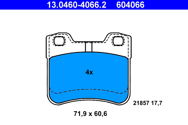 13.0460-4066.2 ATE Комплект тормозных колодок, дисковый тормоз (фото 1)