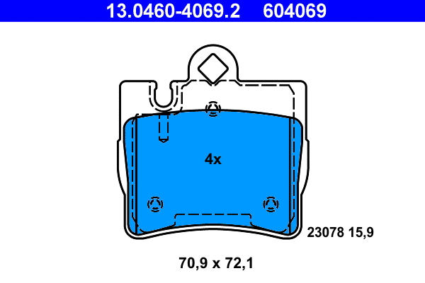 13.0460-4069.2 ATE Комплект тормозных колодок, дисковый тормоз (фото 1)