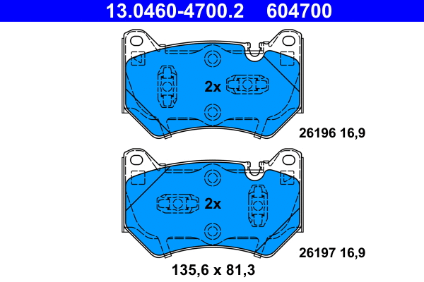 13.0460-4700.2 ATE Комплект тормозных колодок, дисковый тормоз (фото 1)