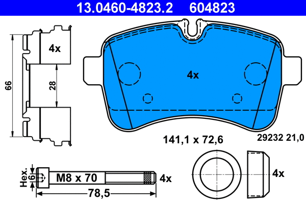 13.0460-4823.2 ATE Комплект тормозных колодок, дисковый тормоз (фото 1)