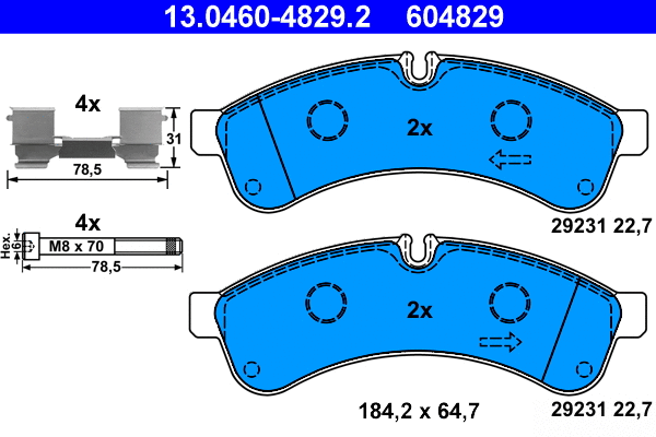 13.0460-4829.2 ATE Комплект тормозных колодок, дисковый тормоз (фото 1)