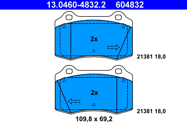 13.0460-4832.2 ATE Комплект тормозных колодок, дисковый тормоз (фото 1)
