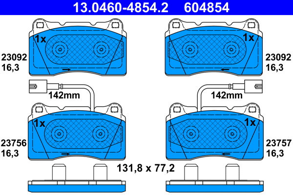 13.0460-4854.2 ATE Комплект тормозных колодок, дисковый тормоз (фото 1)