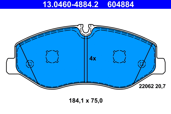 13.0460-4884.2 ATE Комплект тормозных колодок, дисковый тормоз (фото 1)