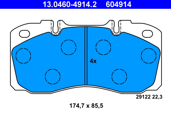 13.0460-4914.2 ATE Комплект тормозных колодок, дисковый тормоз (фото 1)