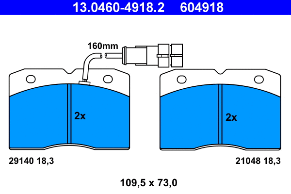 13.0460-4918.2 ATE Комплект тормозных колодок, дисковый тормоз (фото 1)