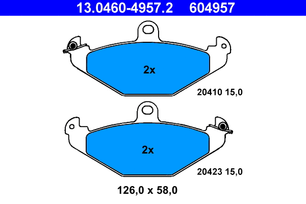 13.0460-4957.2 ATE Комплект тормозных колодок, дисковый тормоз (фото 1)
