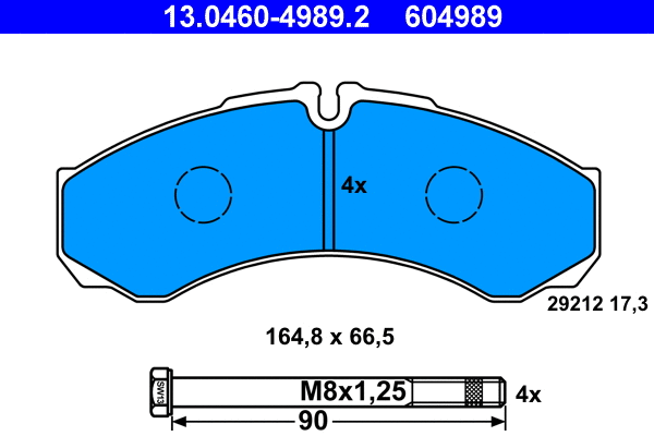 13.0460-4989.2 ATE Комплект тормозных колодок, дисковый тормоз (фото 1)