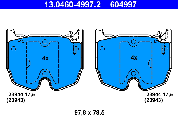 13.0460-4997.2 ATE Комплект тормозных колодок, дисковый тормоз (фото 1)