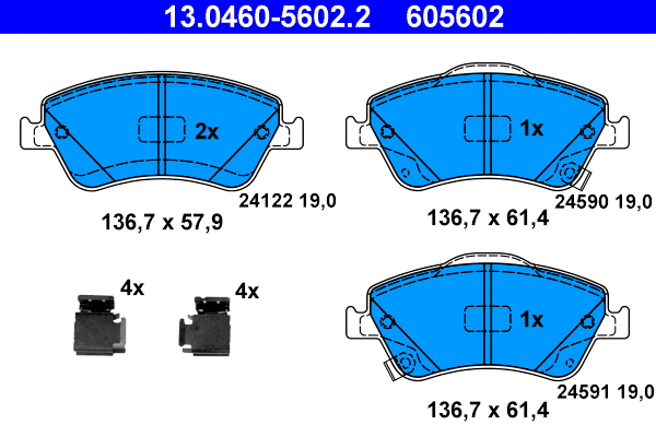 13.0460-5602.2 ATE Комплект тормозных колодок, дисковый тормоз (фото 1)