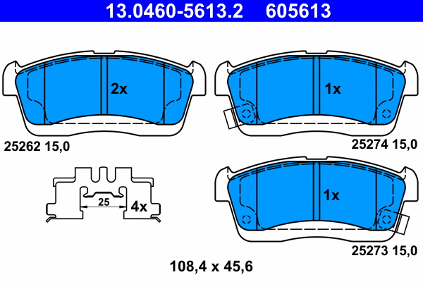13.0460-5613.2 ATE Комплект тормозных колодок, дисковый тормоз (фото 1)