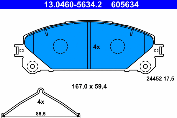 13.0460-5634.2 ATE Комплект тормозных колодок, дисковый тормоз (фото 1)