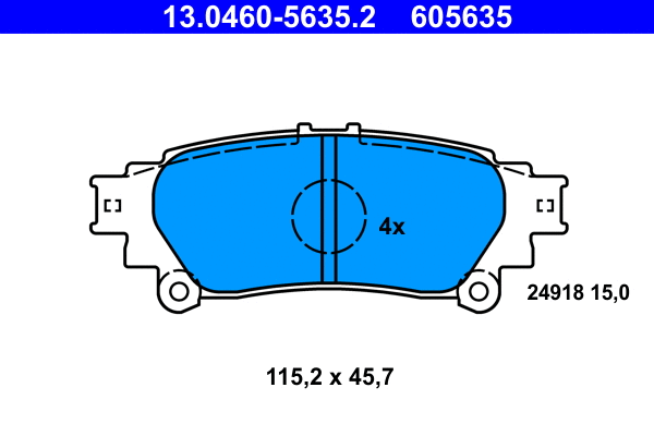 13.0460-5635.2 ATE Комплект тормозных колодок, дисковый тормоз (фото 1)