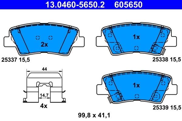 13.0460-5650.2 ATE Комплект тормозных колодок, дисковый тормоз (фото 1)