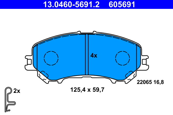 13.0460-5691.2 ATE Комплект тормозных колодок, дисковый тормоз (фото 1)