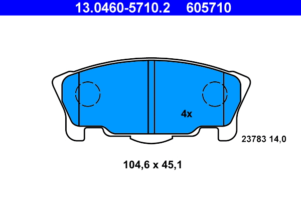 13.0460-5710.2 ATE Комплект тормозных колодок, дисковый тормоз (фото 1)