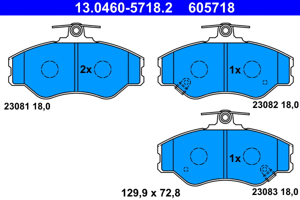 13.0460-5718.2 ATE Комплект тормозных колодок, дисковый тормоз (фото 1)