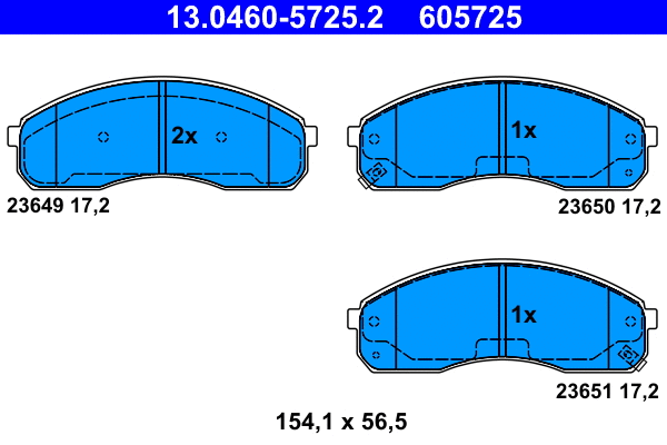 13.0460-5725.2 ATE Комплект тормозных колодок, дисковый тормоз (фото 1)